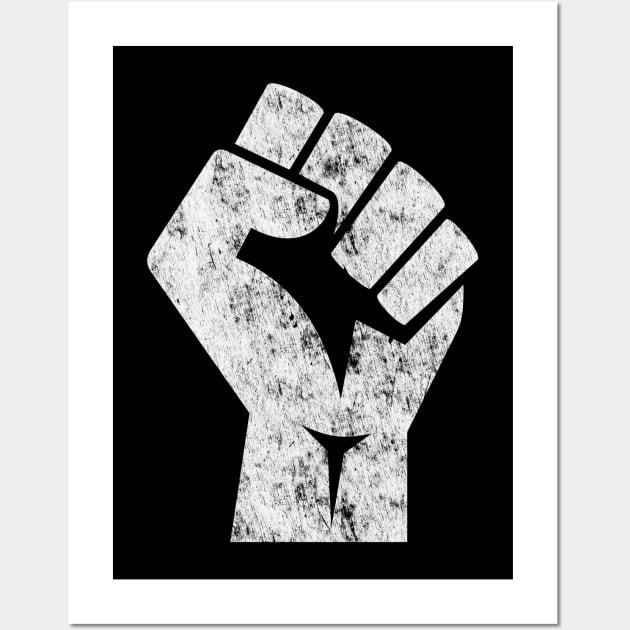 Big White Raised Fist Salute of Unity Solidarity Resistance Wall Art by terrybain